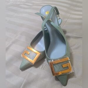 Elegant Green Slingback Women's Shoes
